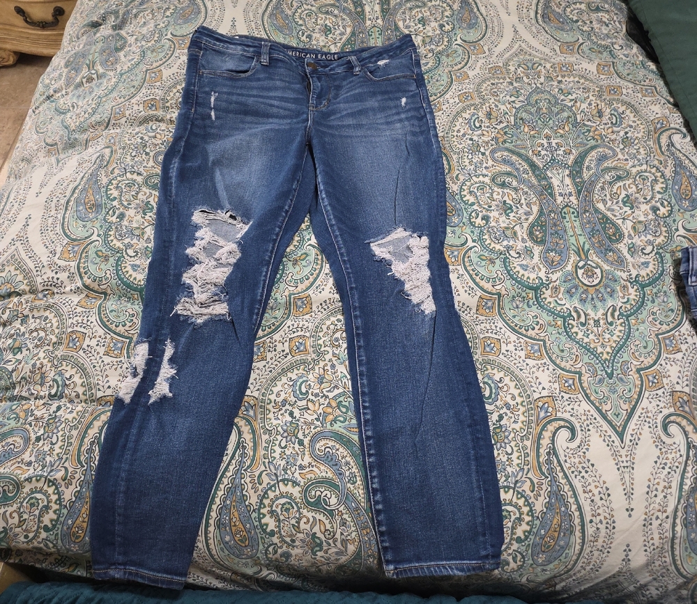 American Eagle Outfitters Dark Blue Ripped Jeggings